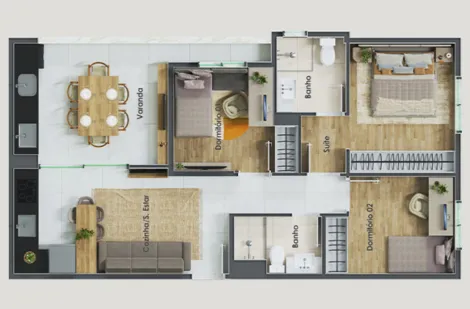 imagem 5 - Apartamento à venda no Bairro Floresta com 02 dormitórios sendo 01 suíte e varanda gourmet  50,43m². imagem 5 - Apartamento à venda no Bairro Floresta com 02 dormitórios sendo 01 suíte e varanda gourmet  50,43m².